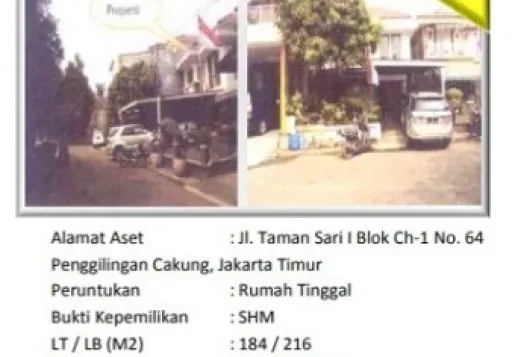 Lelang Rumah 2 Lantai di Cempaka Putih, Jakarta Pusat